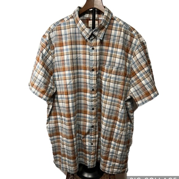 Casual Men's Plaid Button-Down Shirt - Brown and Gray - Picture 1 of 3